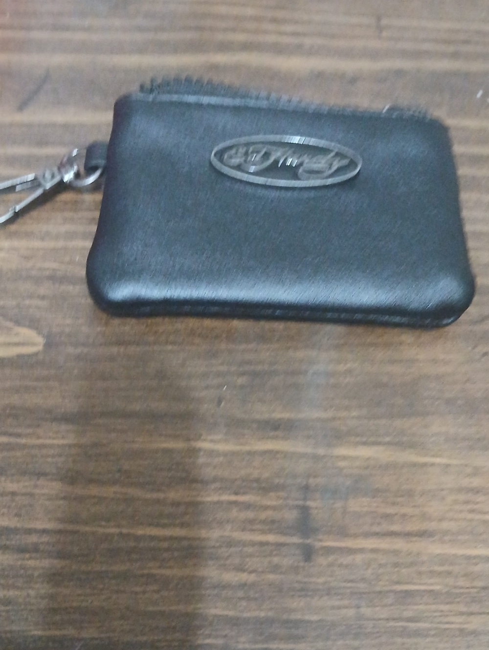 Ed Hardy Black Zip Pouch Keychain Wallet New